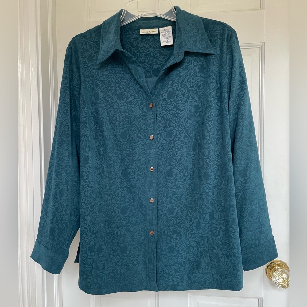 Teal Button-Up Women's Top